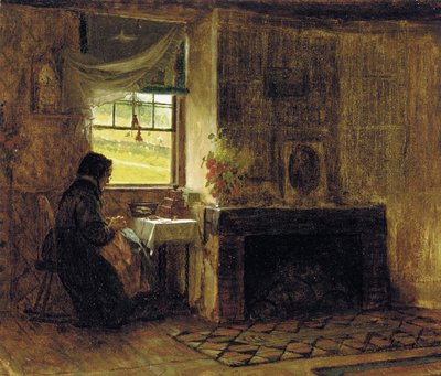 Interior of a farmhouse, Maine by Eastman Johnson